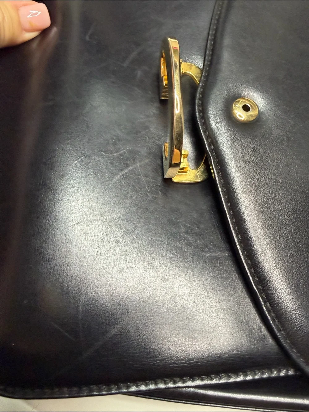Gucci Black Leather Shoulder Bag with Gold-Tone Buckle
